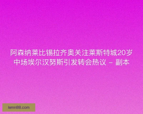 阿森纳莱比锡拉齐奥关注莱斯特城20岁中场埃尔汉努斯引发转会热议 - 副本